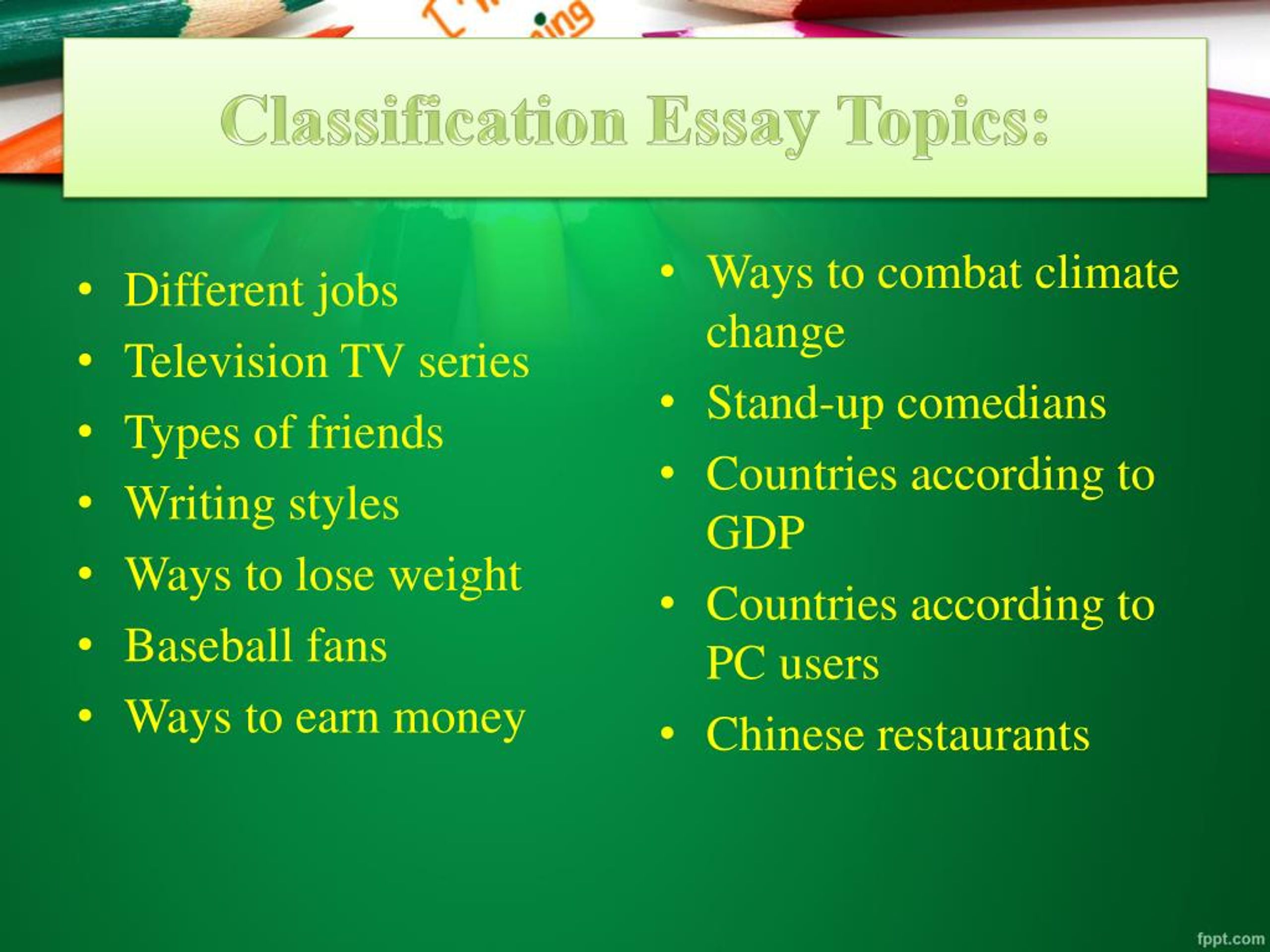 examples of good classification essay