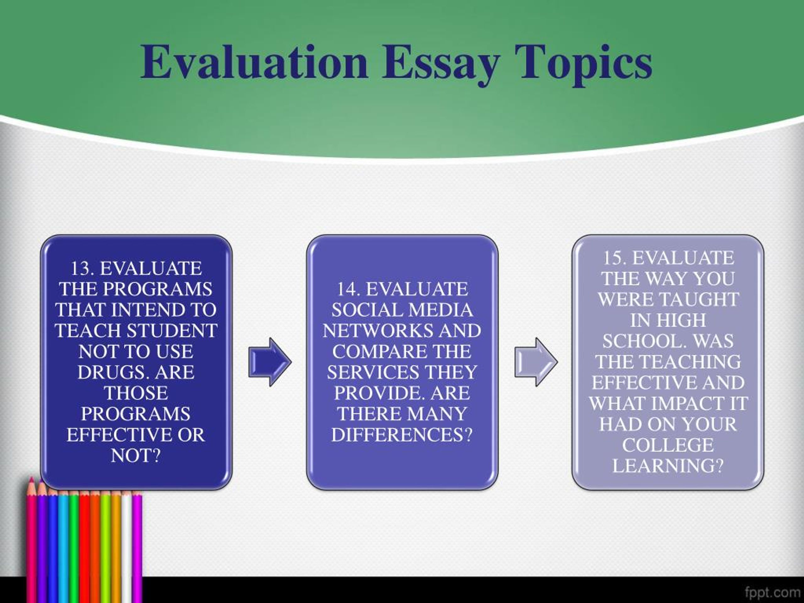 evaluation essay topic ideas