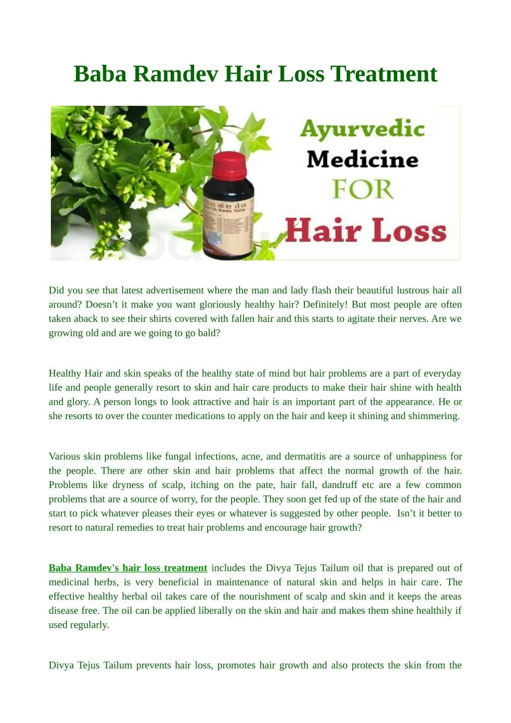 PPT - Baba Ramdev Hair Loss Treatment PowerPoint Presentation, free  download - ID:7284830