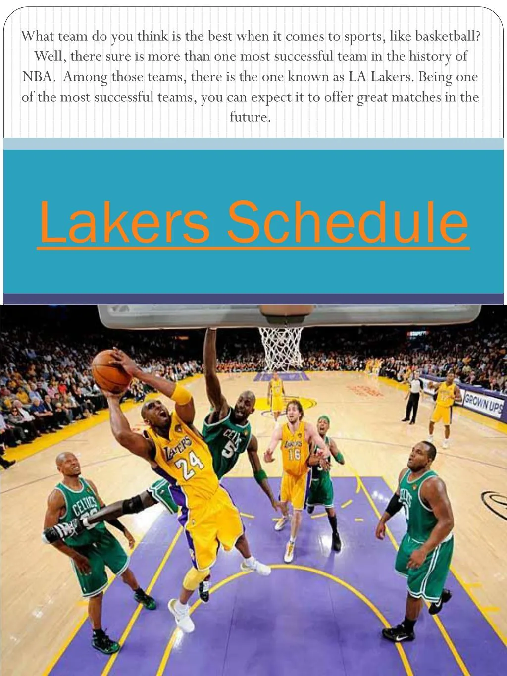 PPT Lakers Game PowerPoint Presentation, free download ID7286717