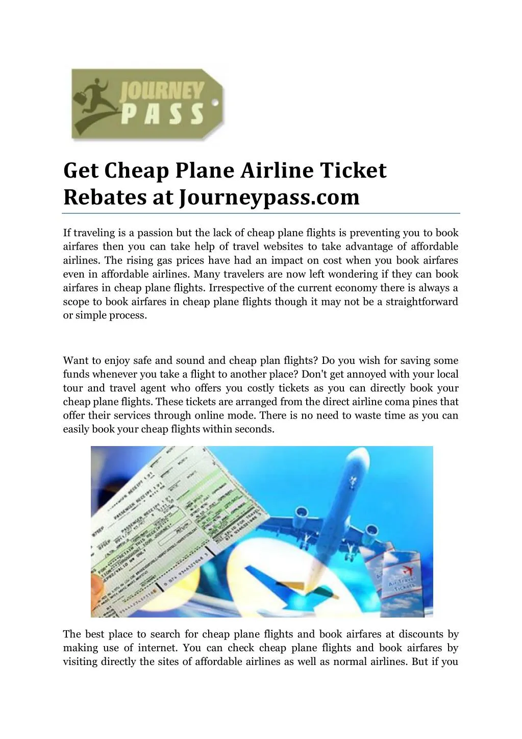 PPT Get Cheap Plane Airline Ticket Rebates At Journeypass 