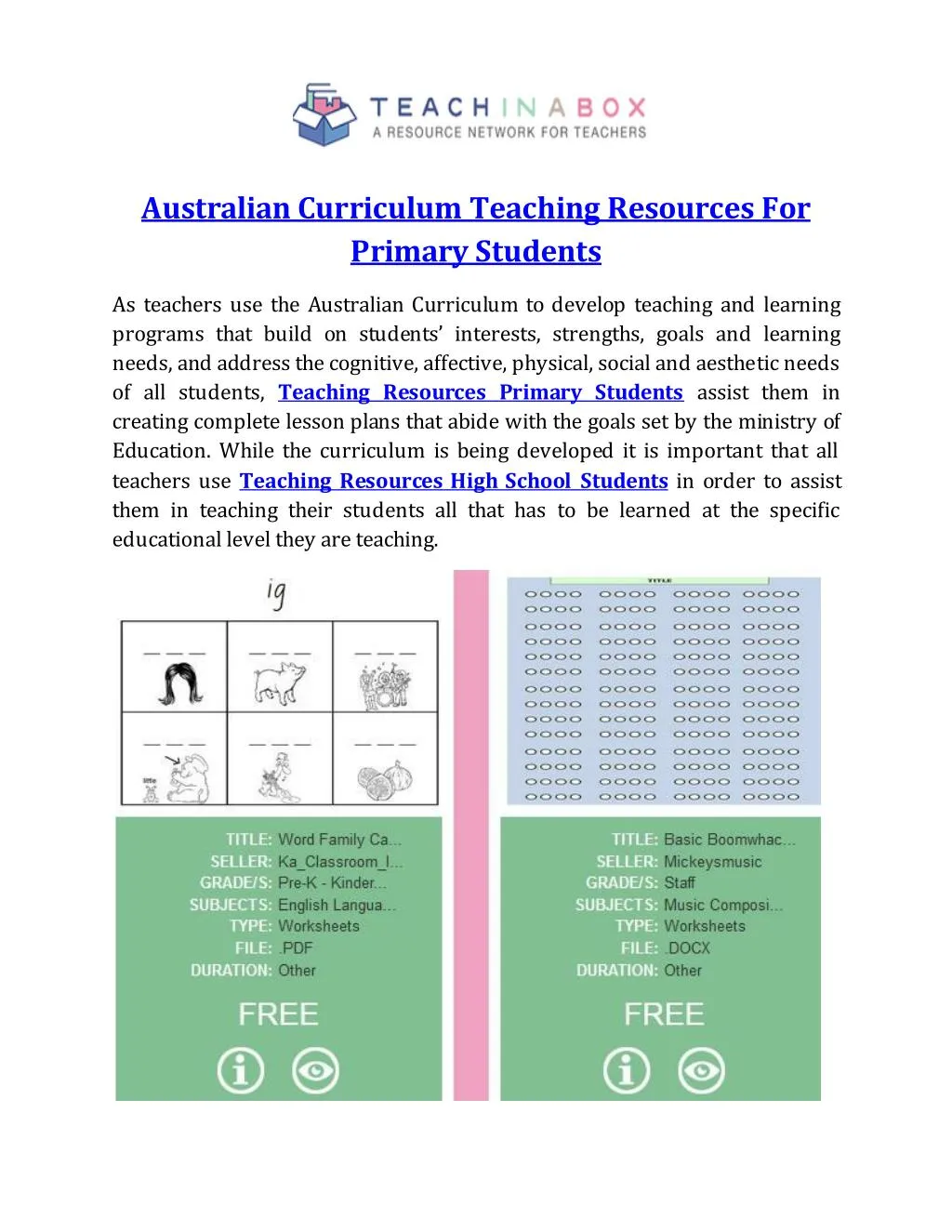 PPT - Australian Curriculum Teaching Resources For Primary Students ...