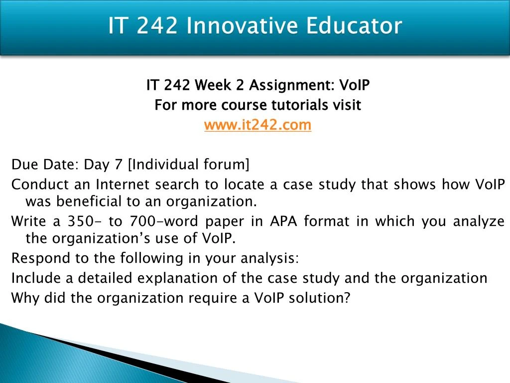 it242 voip assignment it242 voip assignment