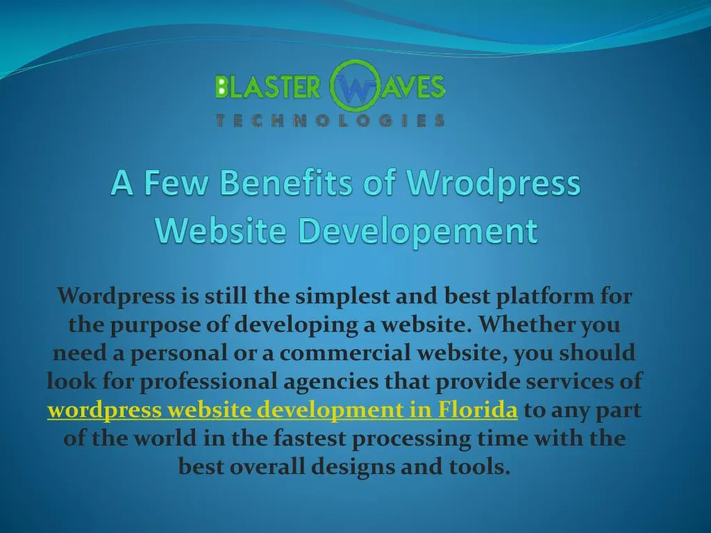 a few benefits of wrodpress website developement n.