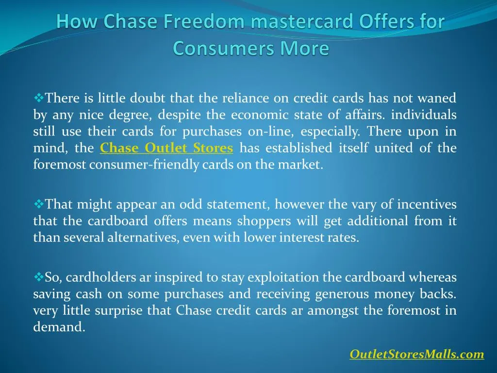 how chase freedom mastercard offers for consumers more n.