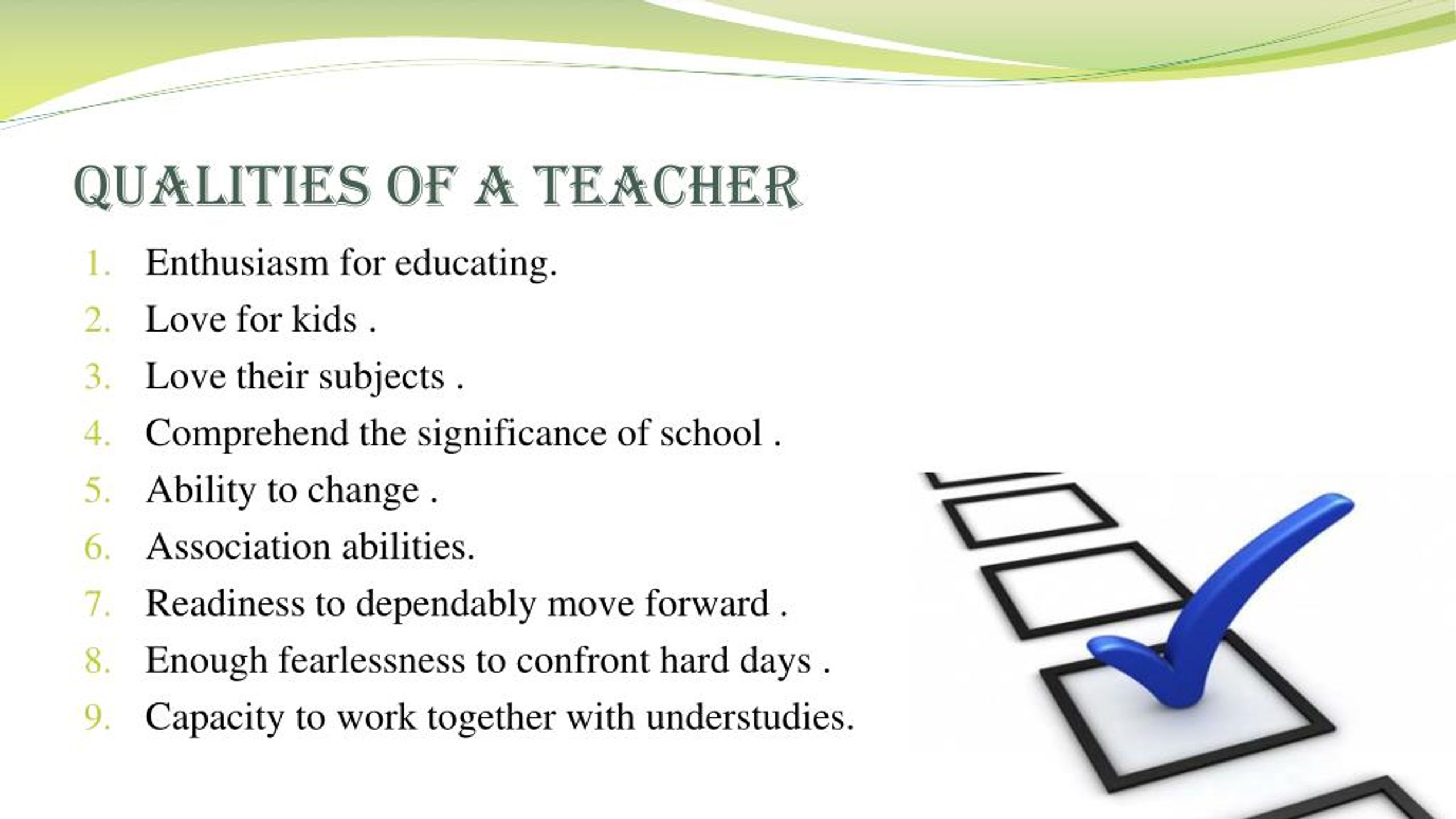 PPT Qualities Of A Good Teacher PowerPoint Presentation Free 