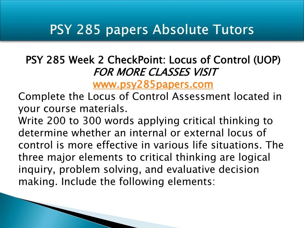 checkpoint locus of control checkpoint locus of control