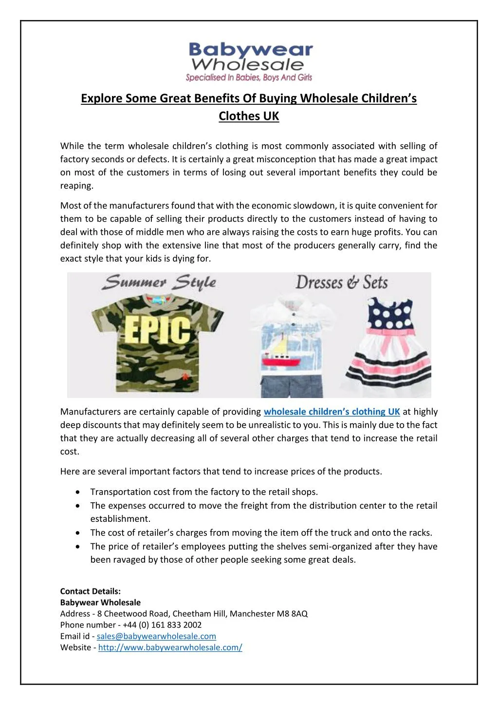 PPT Explore Some Great Benefits Of Buying Wholesale Children’s