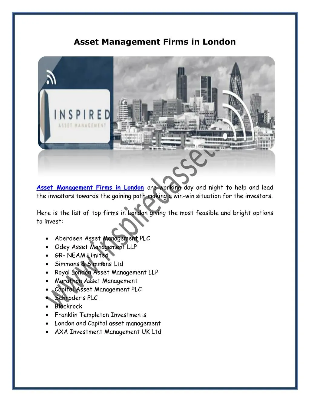 PPT Asset Management Firms in London PowerPoint Presentation, free