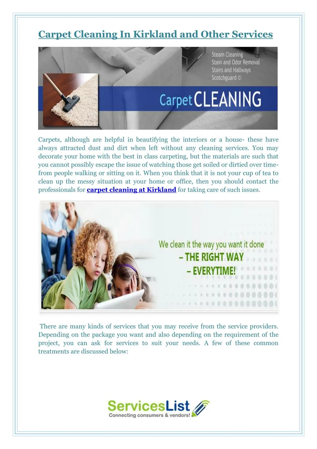 PPT Carpet Cleaning In Kirkland and Other Services PowerPoint