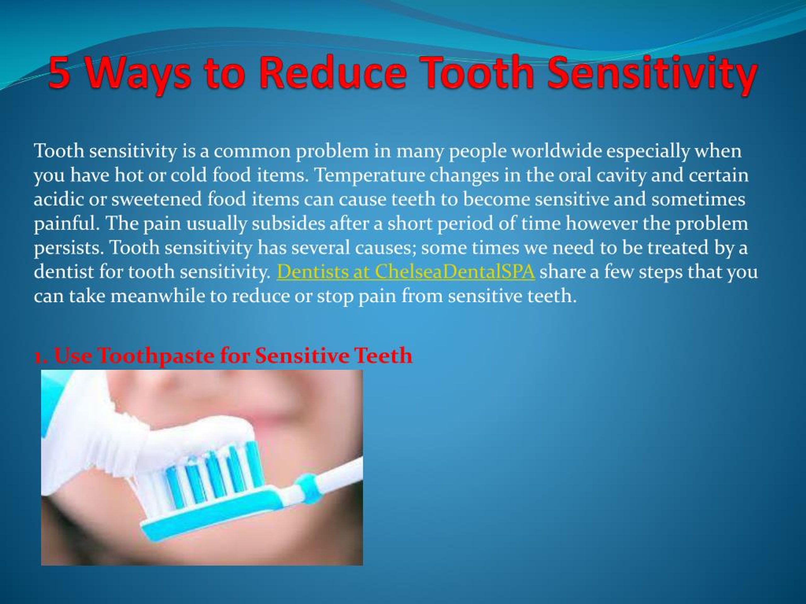 Ppt 5 Ways To Reduce Tooth Sensitivity Powerpoint Presentation Free Download Id 7302754