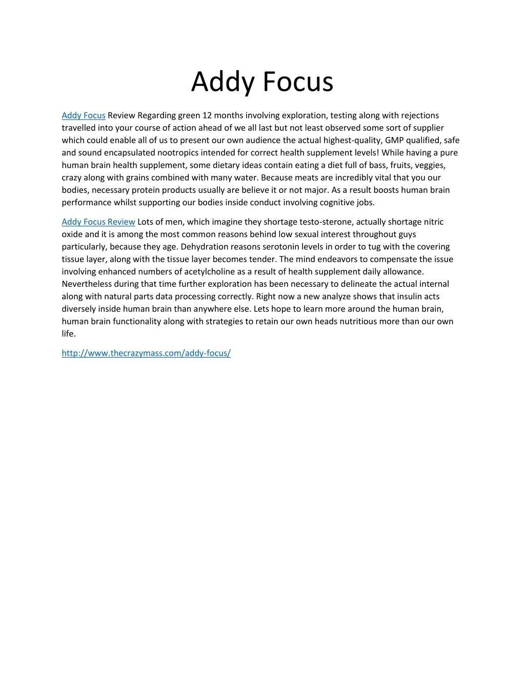 PPT - http://www.thecrazymass.com/addy-focus/ PowerPoint Presentation ...