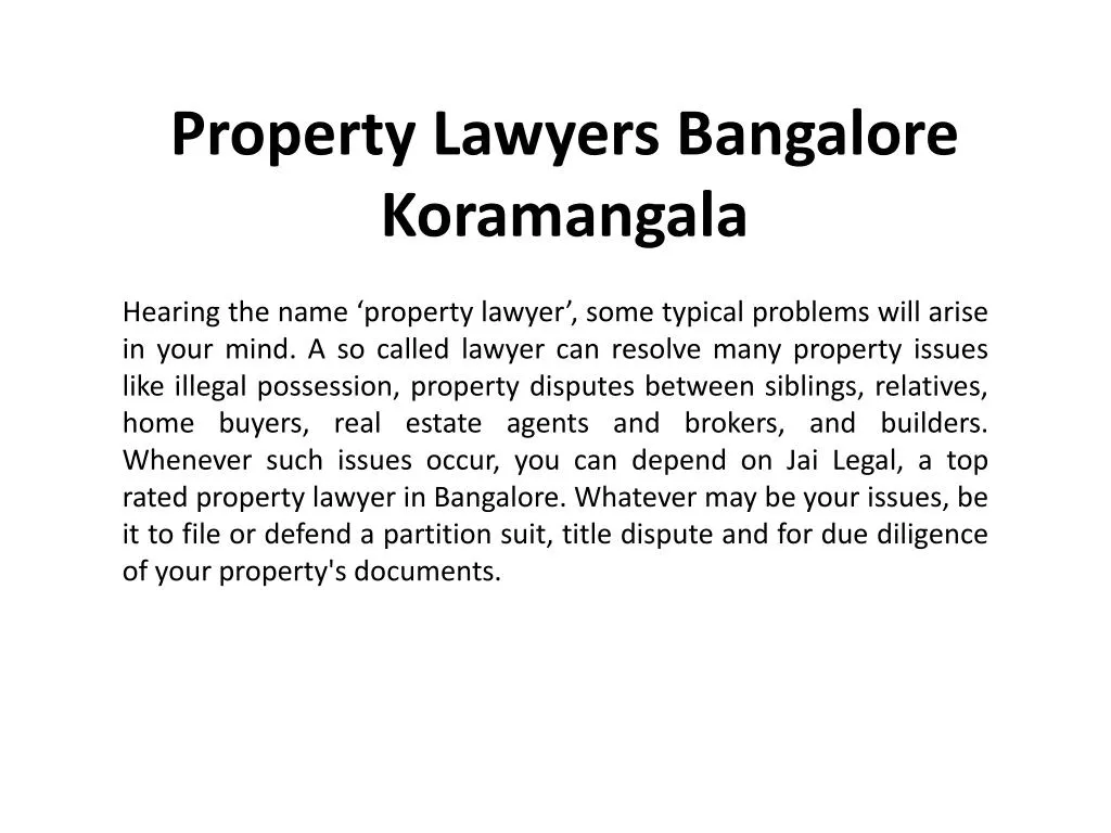 property lawyers bangalore koramangala n.
