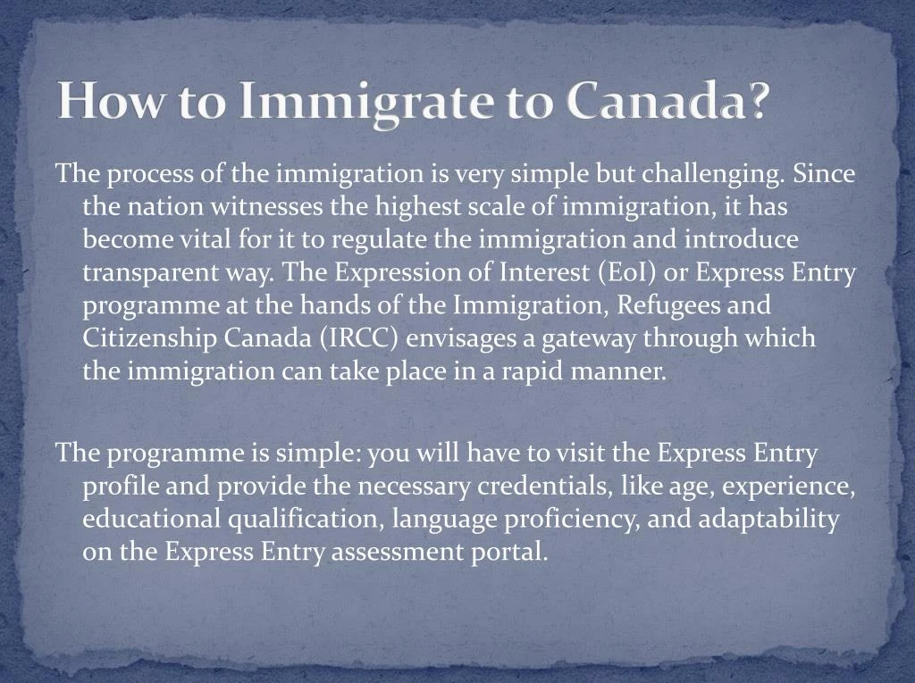 PPT Wish To Learn How to Immigrate to Canada? PowerPoint Presentation