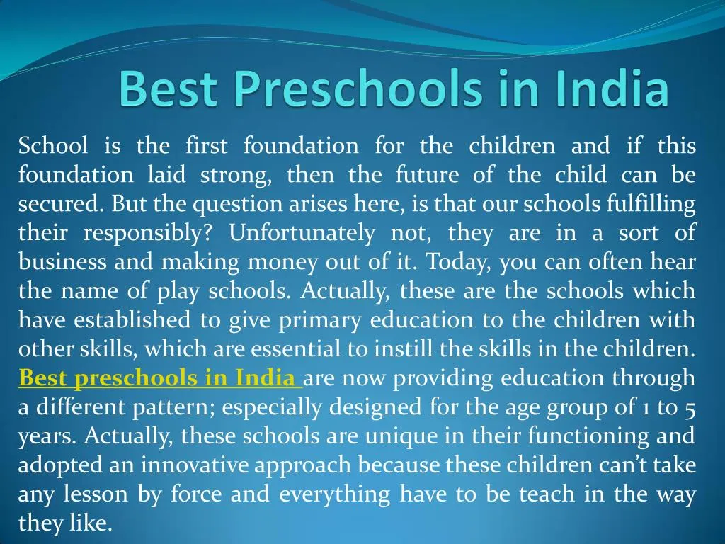 PPT - Best Preschools in India PowerPoint Presentation, free download ...