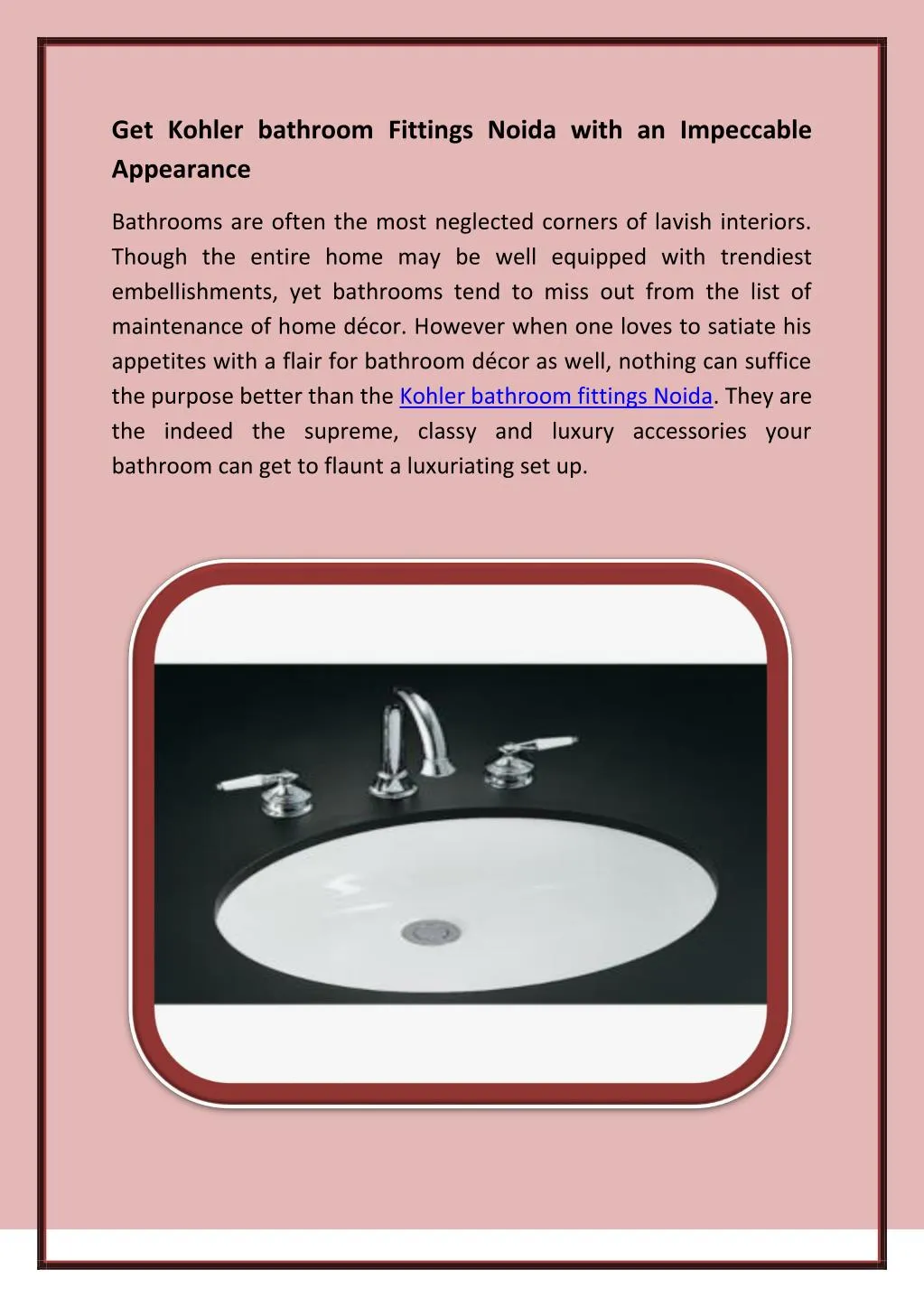 PPT Get Kohler bathroom Fittings Noida with an Impeccable Appearance