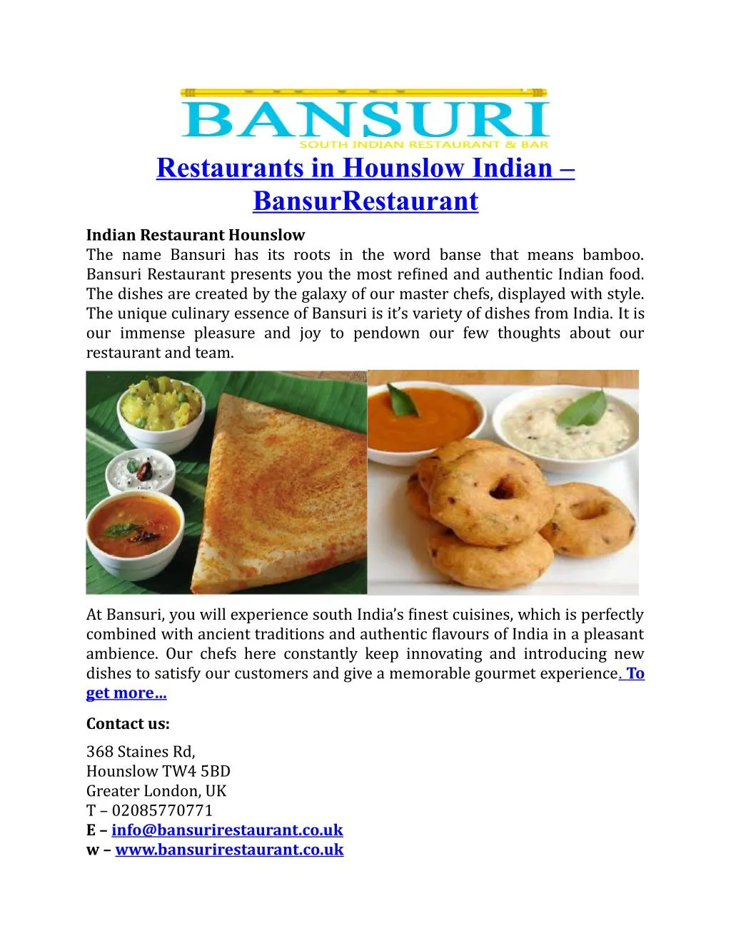bansuri indian food corner