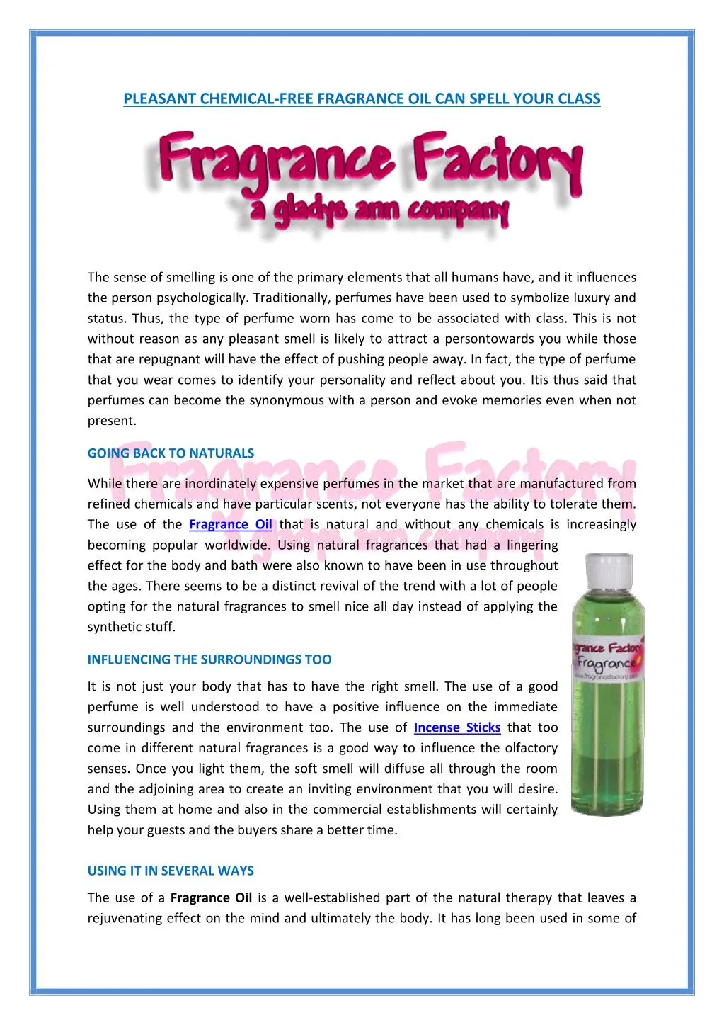 PPT Pleasant ChemicalFree Fragrance Oil Can Spell Your Class