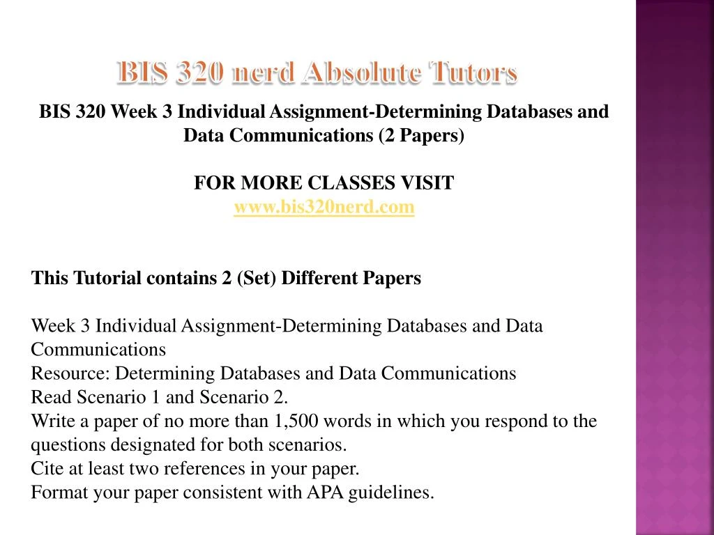 bis 320 determining databases and data communications bis 320 determining databases and data communications