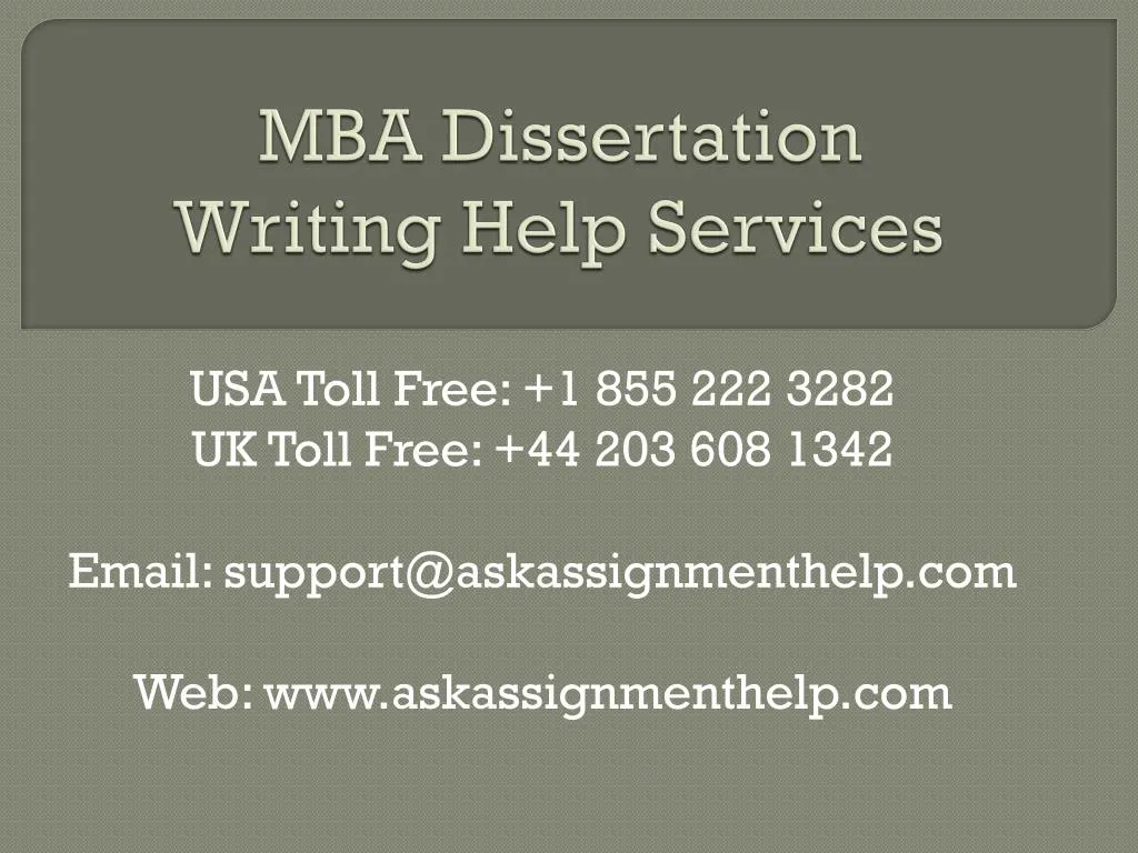 Mba dissertation writing services uk