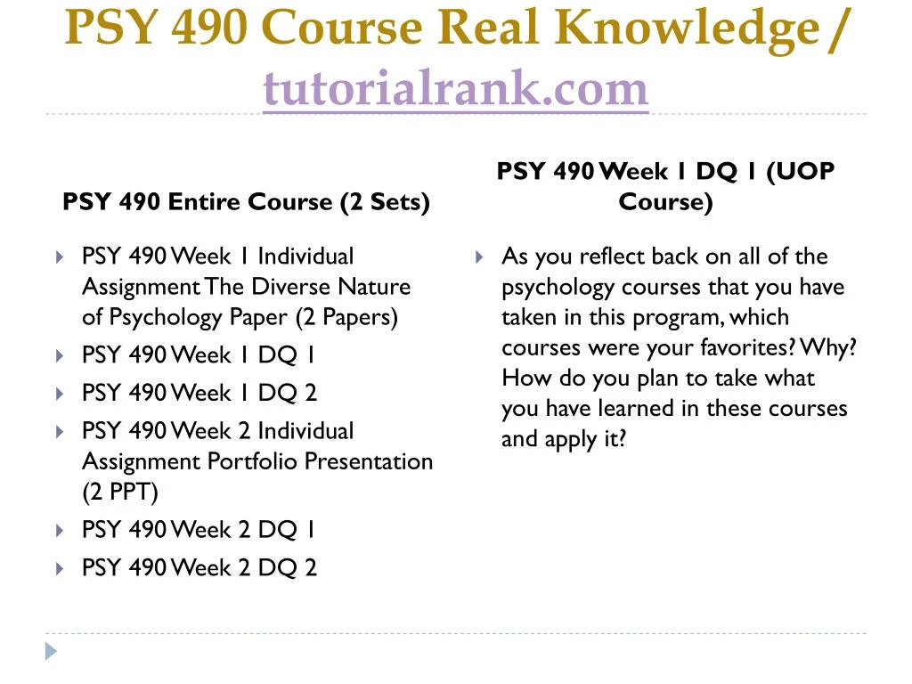 psy 490 portfolio presentation Study flashcards on psy 490 week 2 individual assignment portfolio presentation at cramcom quickly memorize the terms, phrases and much more cramcom makes it easy to get the grade you want. psy 490 portfolio presentation Study flashcards on psy 490 week 2 individual assignment portfolio presentation at cramcom quickly memorize the terms, phrases and much more cramcom makes it easy to get the grade you want.