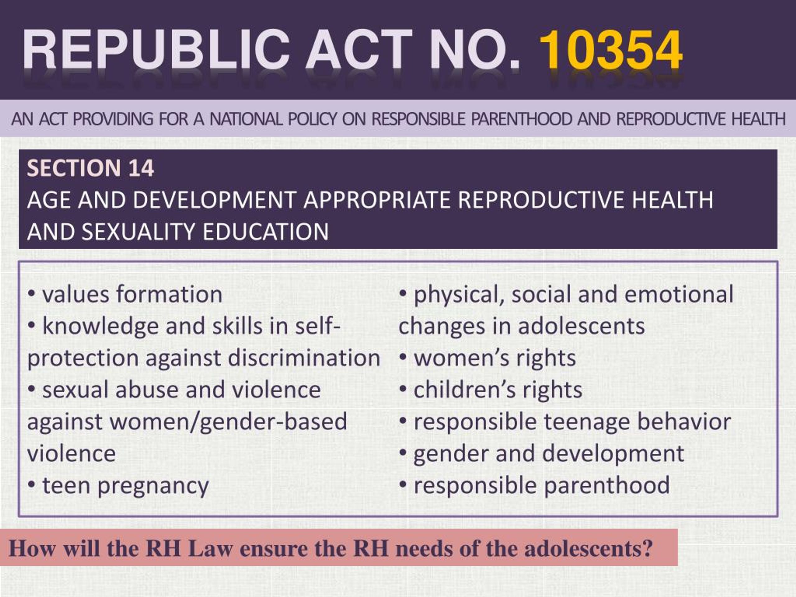 PPT - RH Act 10354 PowerPoint Presentation, free download - ID:7318196