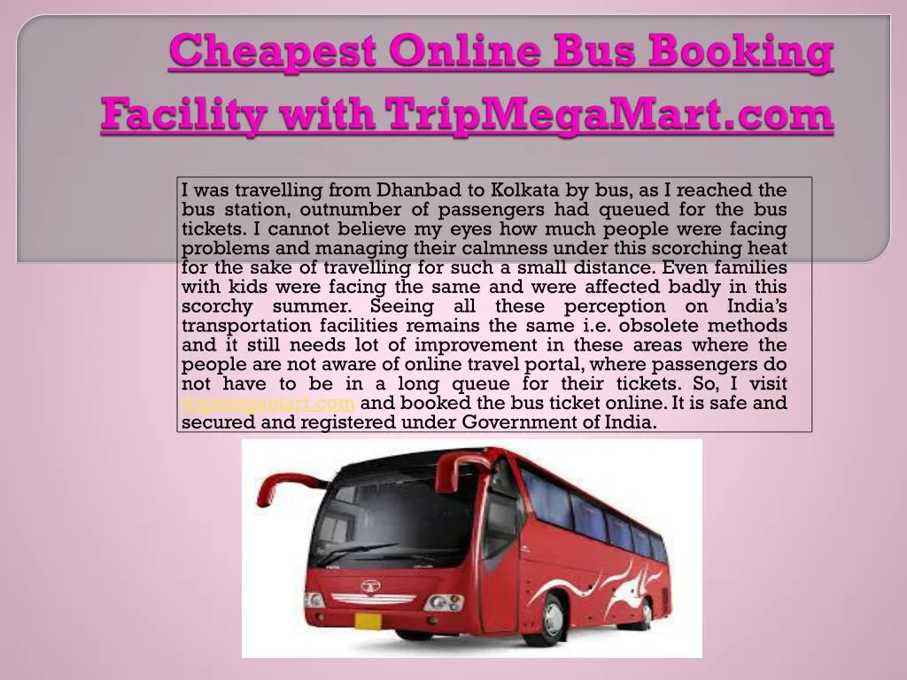 cheapest online bus booking facility with tripmegamart com n.