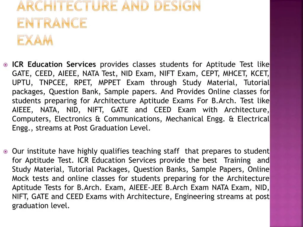 PPT - Architecture and Design Entrance Exam PowerPoint Presentation Sns-Brigh10