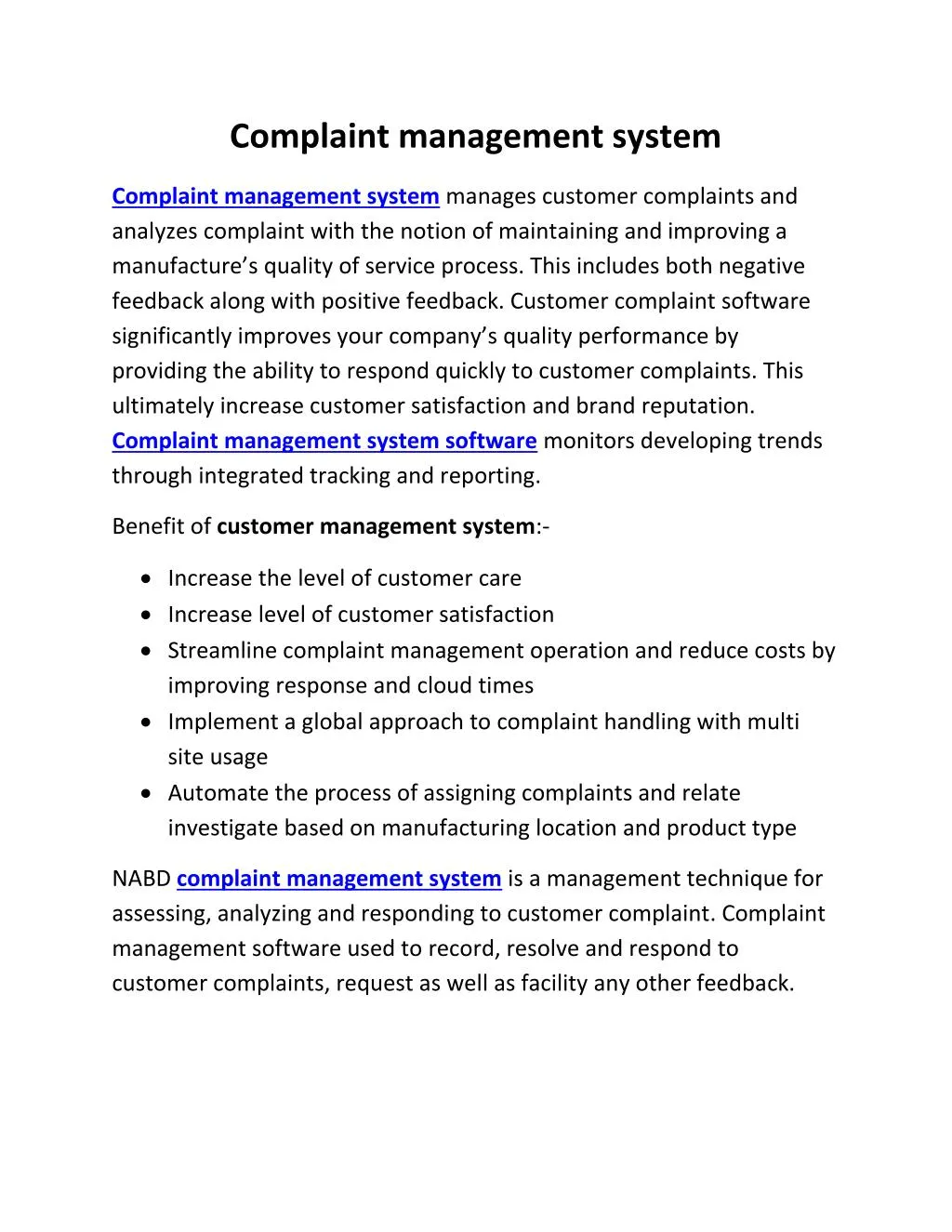 complaint management system research paper