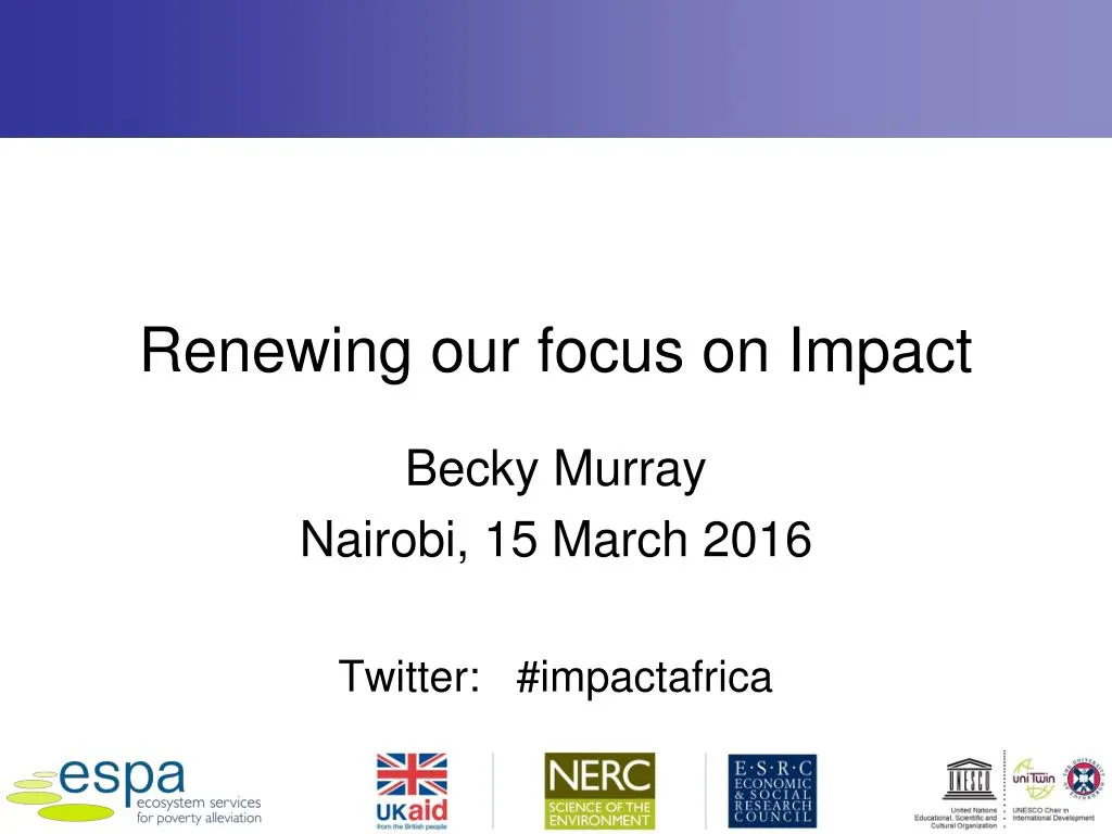 renewing our focus on impact n.
