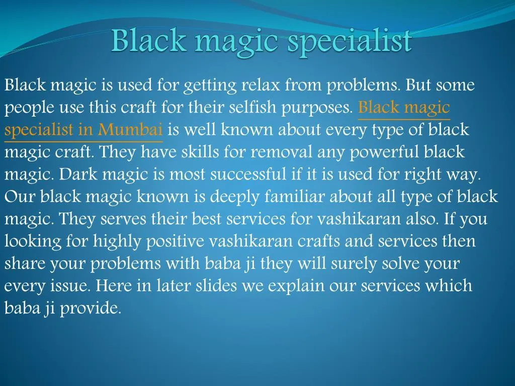 black magic specialist n.
