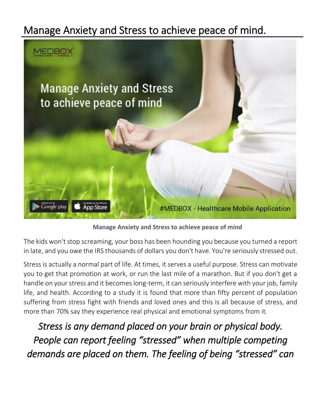 PPT Tips to Manage Anxiety and Stress PowerPoint Presentation, free download ID7325066