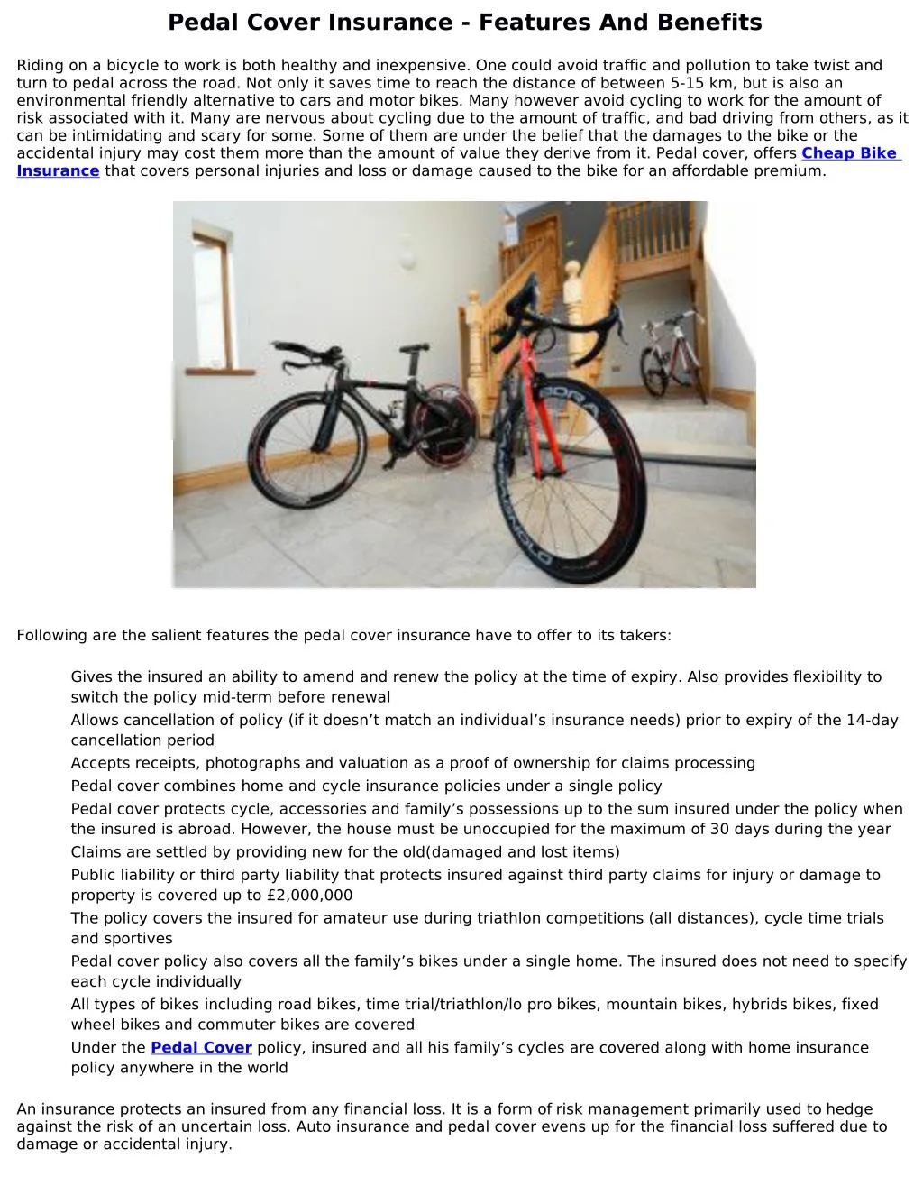 PPT Pedal Cover Insurance Features And Benefits PowerPoint