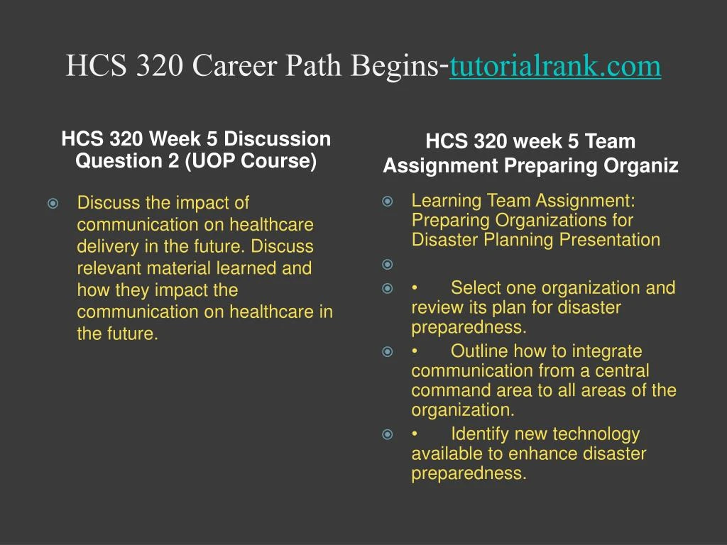 hcs 320 health care process A+ grade work hcs 320 week 4 you are the project manager at a state-supported public health care what potential communication obstacles might arise from the. hcs 320 health care process A+ grade work hcs 320 week 4 you are the project manager at a state-supported public health care what potential communication obstacles might arise from the.