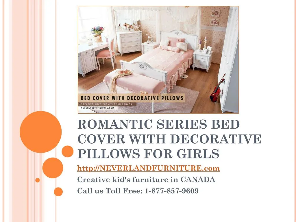 romantic series bed cover with decorative pillows for girls n.