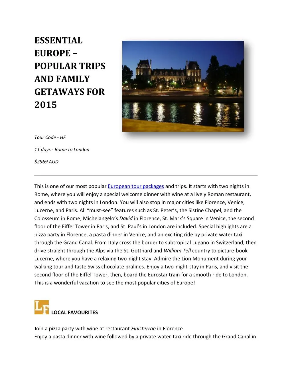 PPT European Tour Packages Globus Tours PowerPoint Presentation