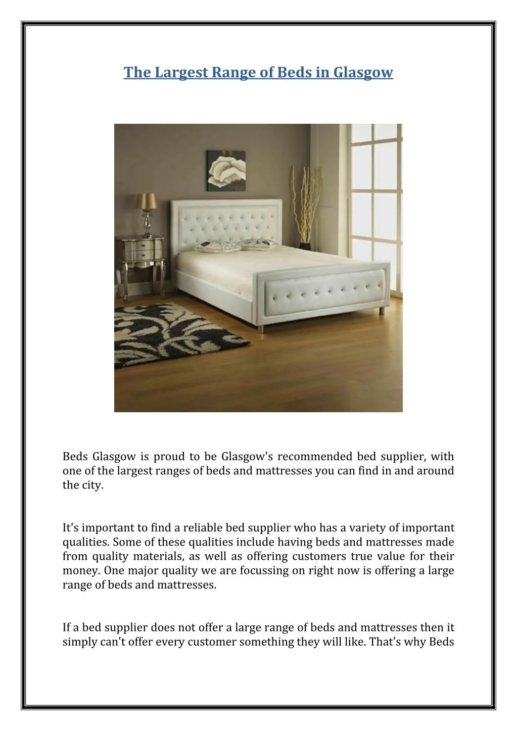 PPT The Largest Range of Beds in Glasgow PowerPoint Presentation