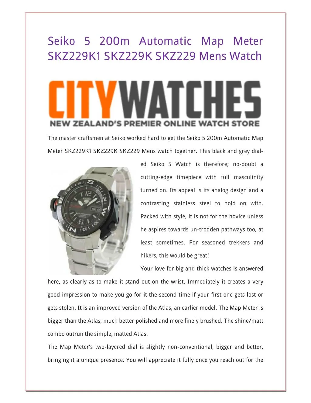 seiko 5 automatic map meter skz211k1