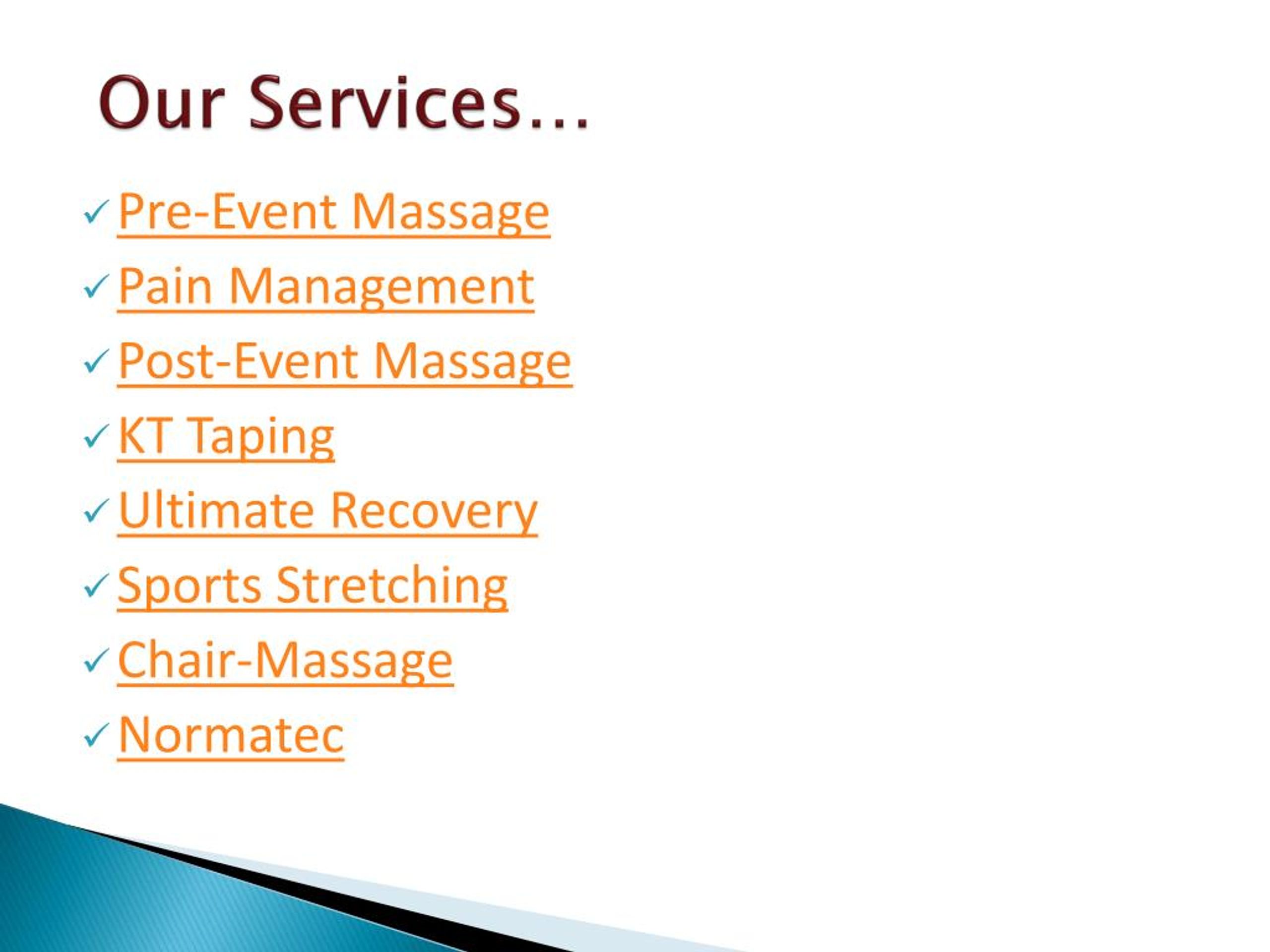Ppt Perform Athletic Recovery Center Massage Therapy Sports Massage Powerpoint