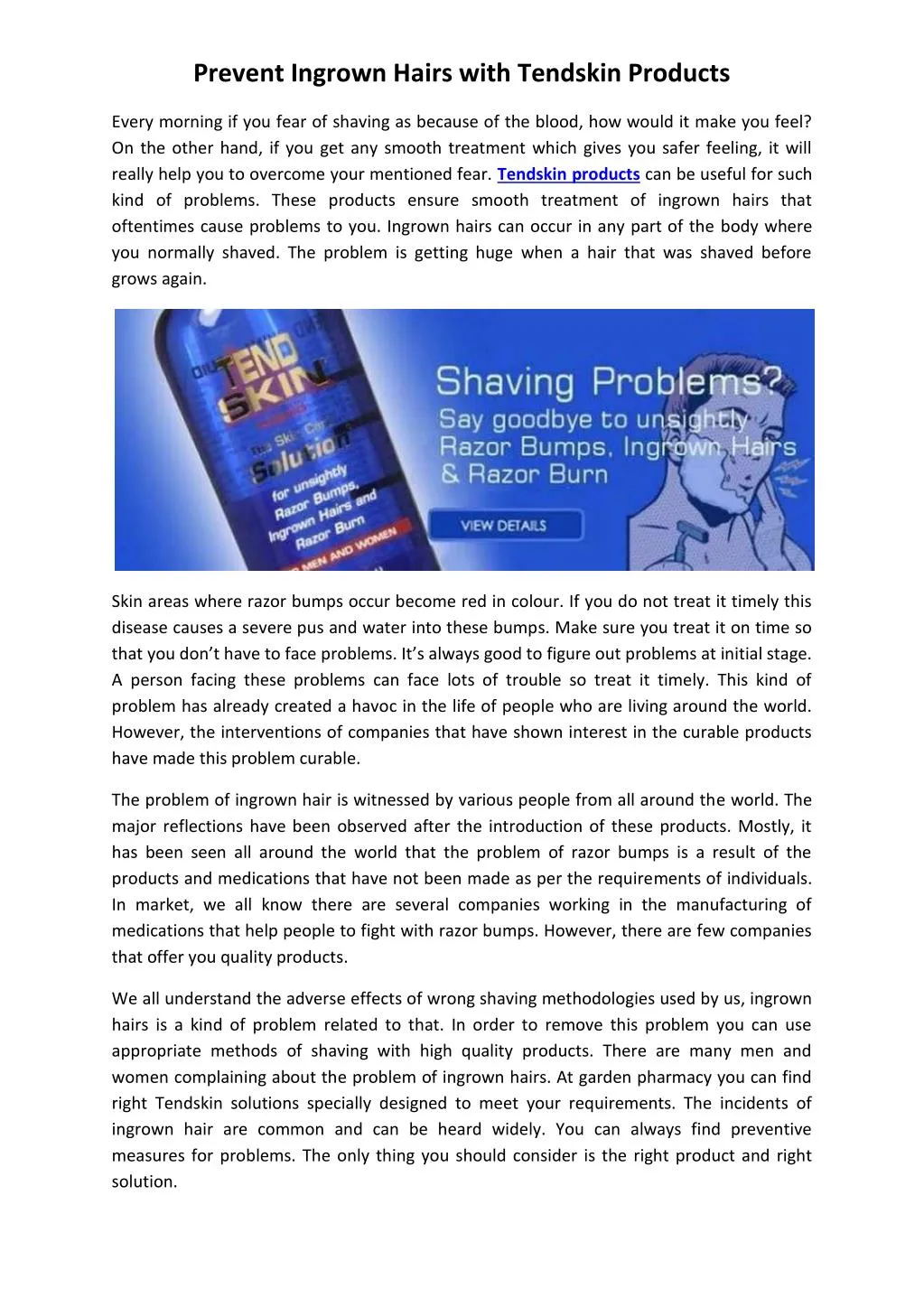 Ppt Prevent Ingrown Hairs With Tendskin Products Powerpoint