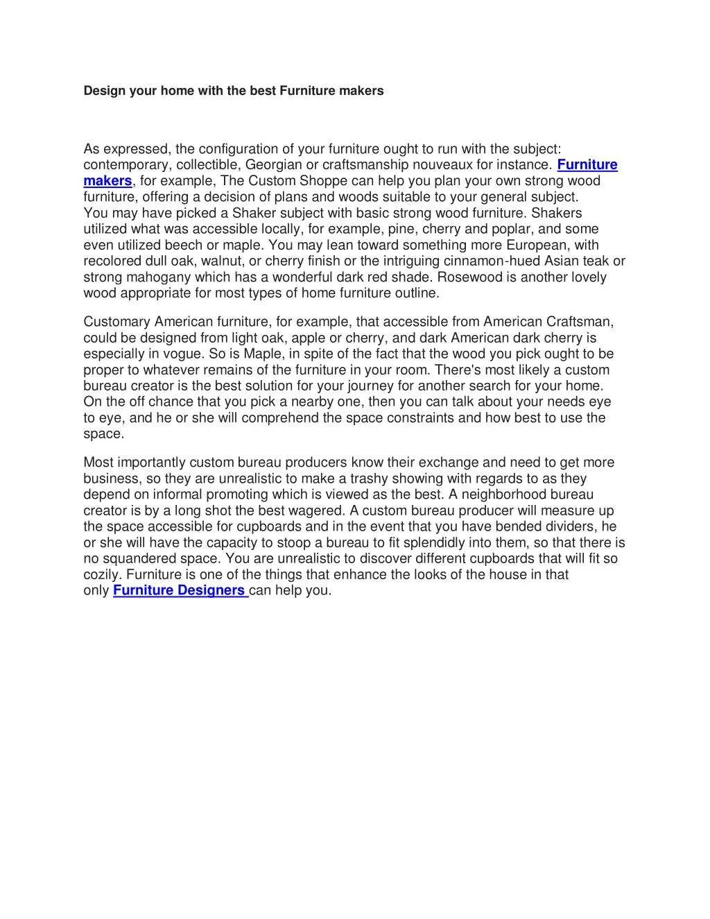 PPT Bespoke Furniture Offers Top quality furniture made by our