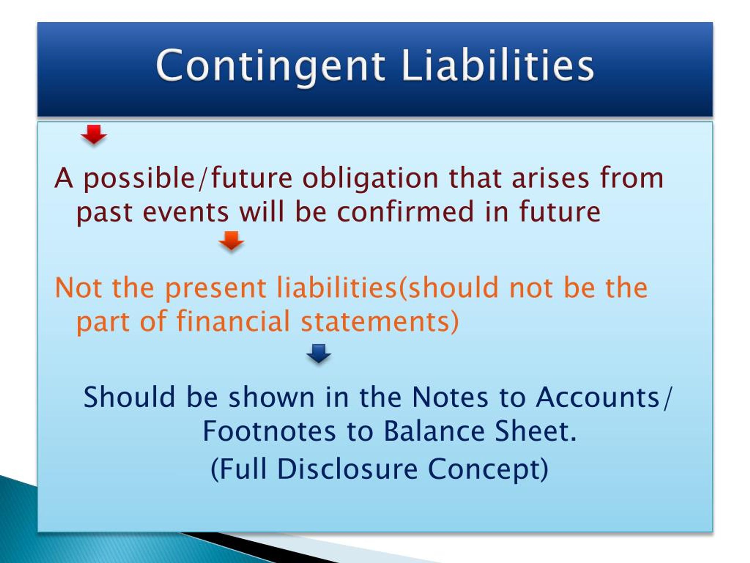presentation of contingent liabilities in balance sheet