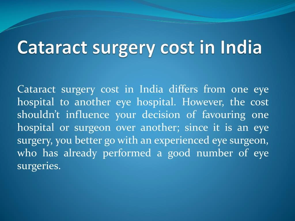 PPT Step By Step Guide To Cataract Surgery in India PowerPoint