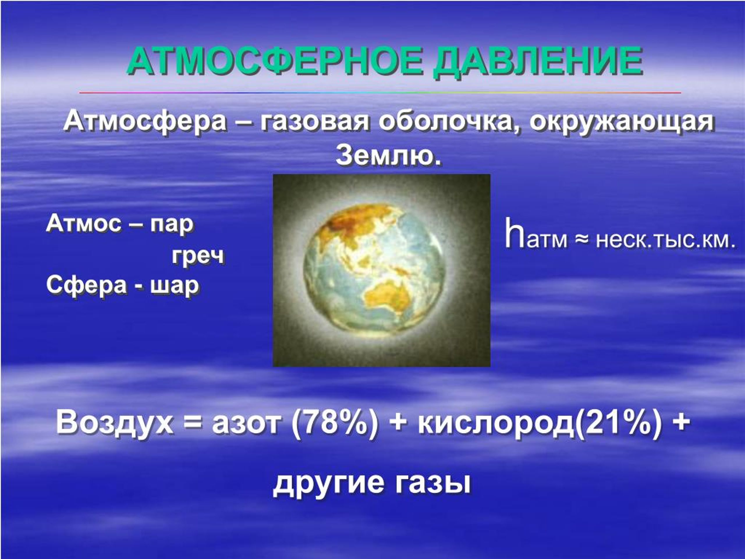 Проект на тему нужна ли земле атмосфера по физике