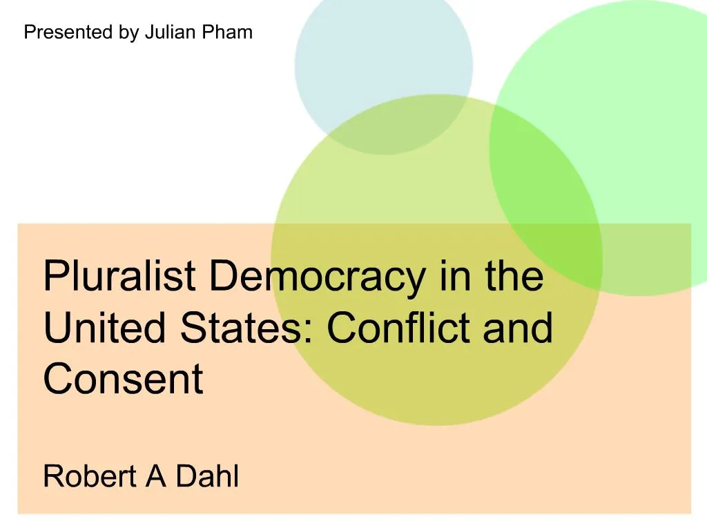 PPT - Pluralist Democracy In The United States: Conflict And Consent ...