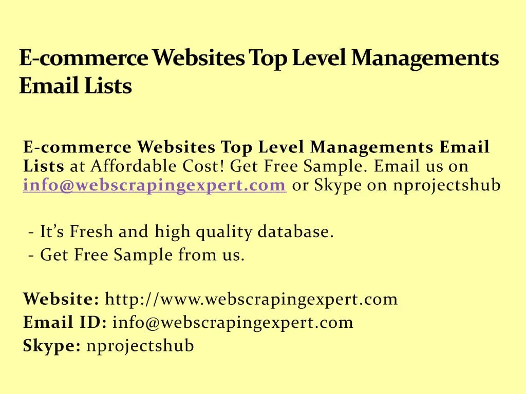 e commerce websites top level managements email lists n.
