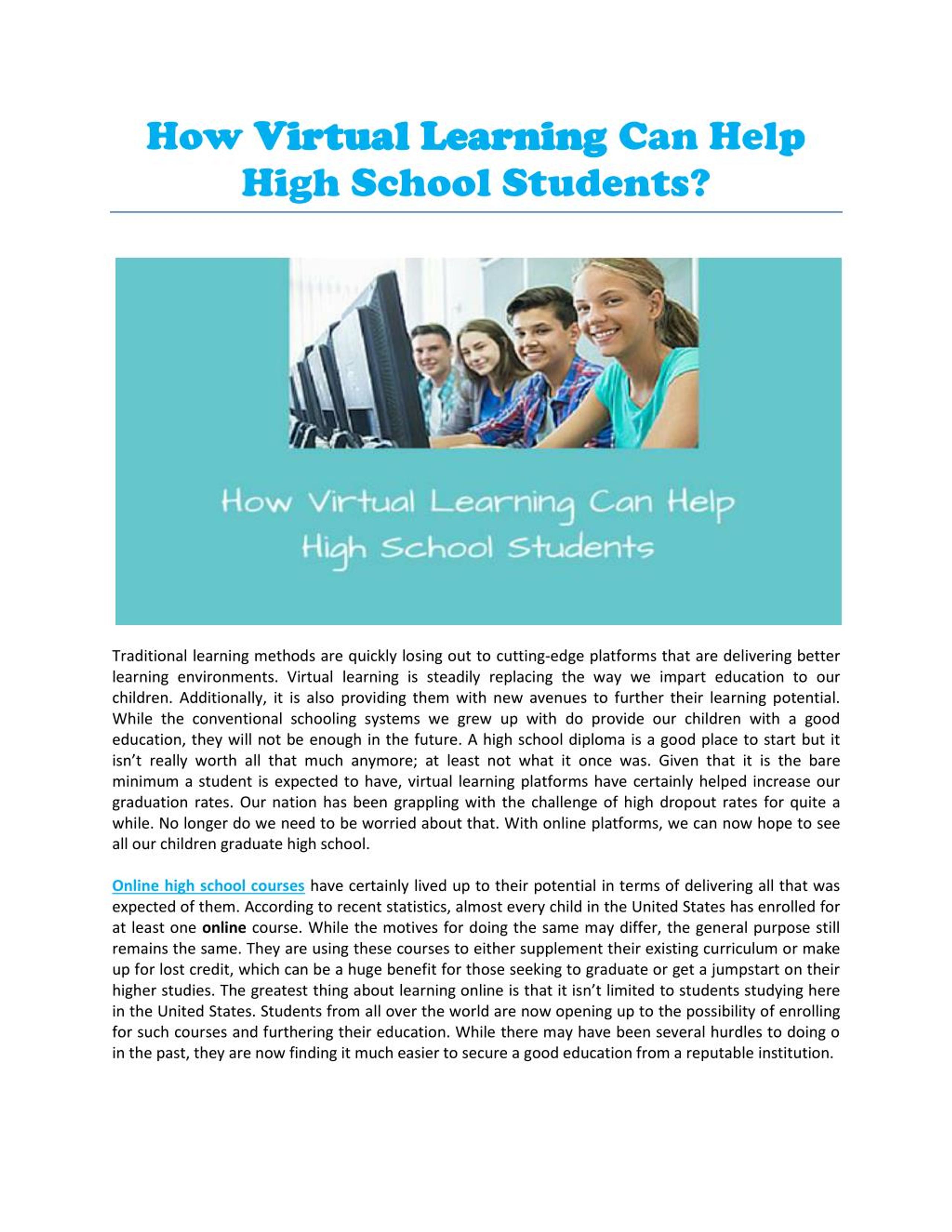 PPT - How Virtual Learning Can Help High School Students PowerPoint ...