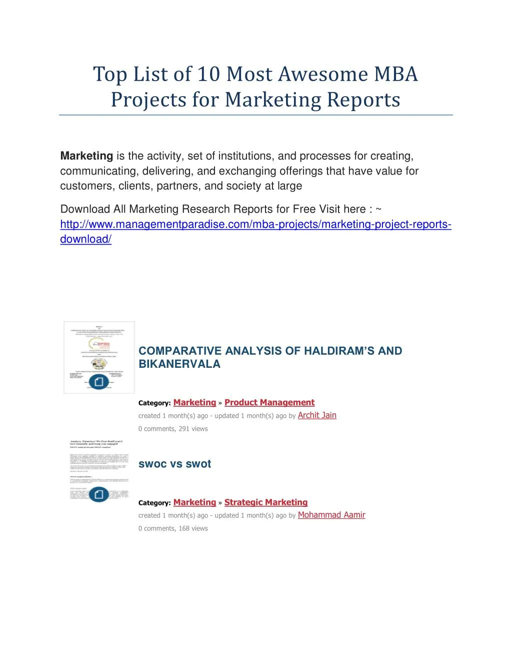 marketing research project mba