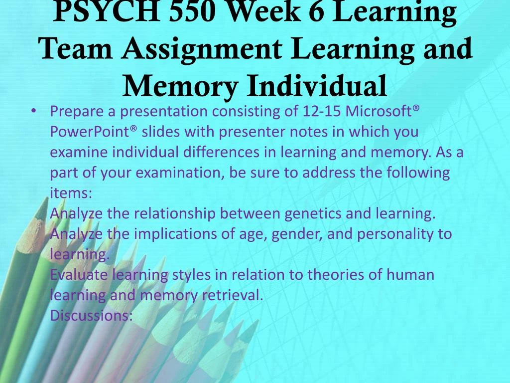 psych 550 week 5 learning team psych 550 week 5 learning team