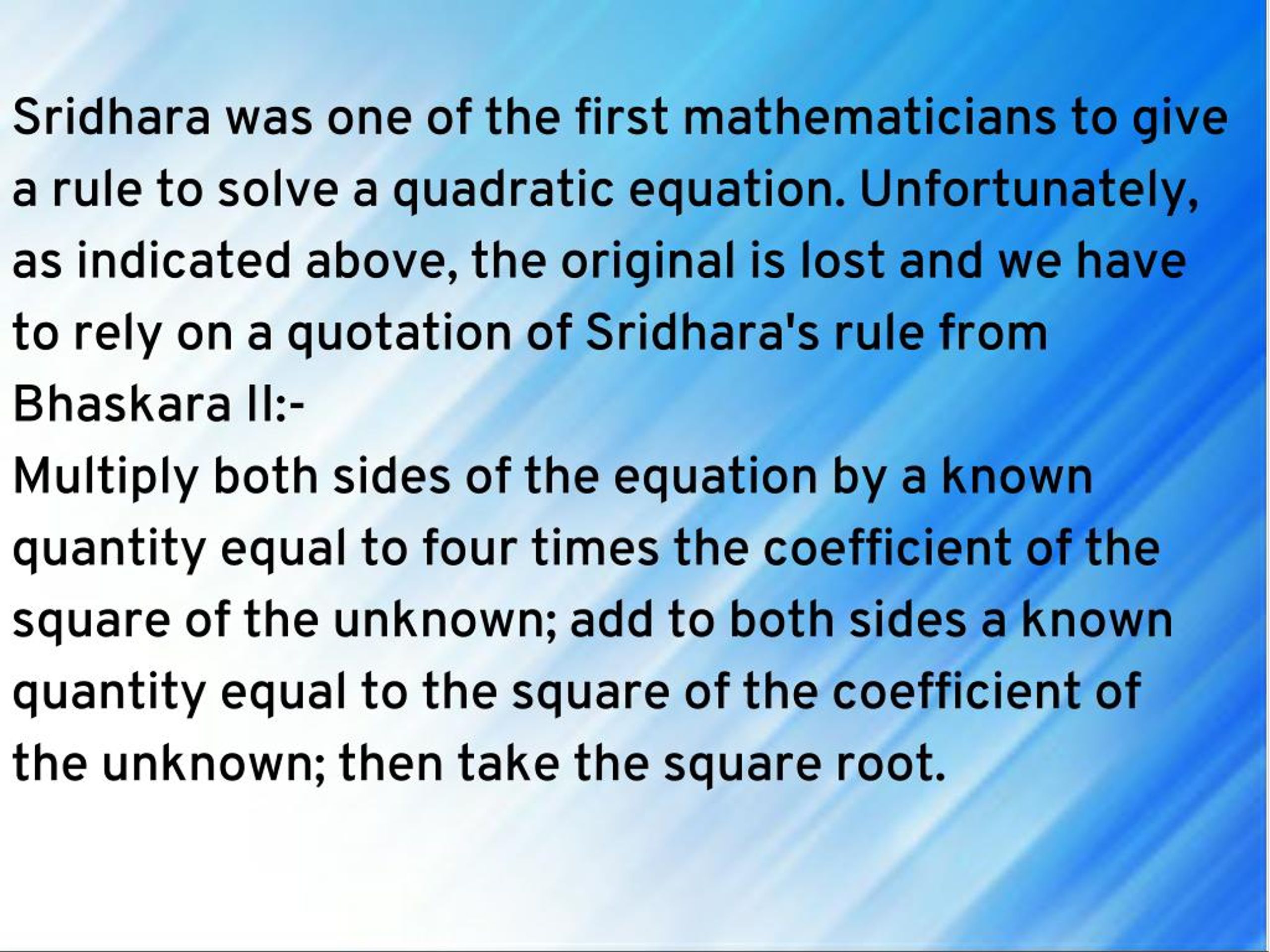 sridharacharya mathematician life history